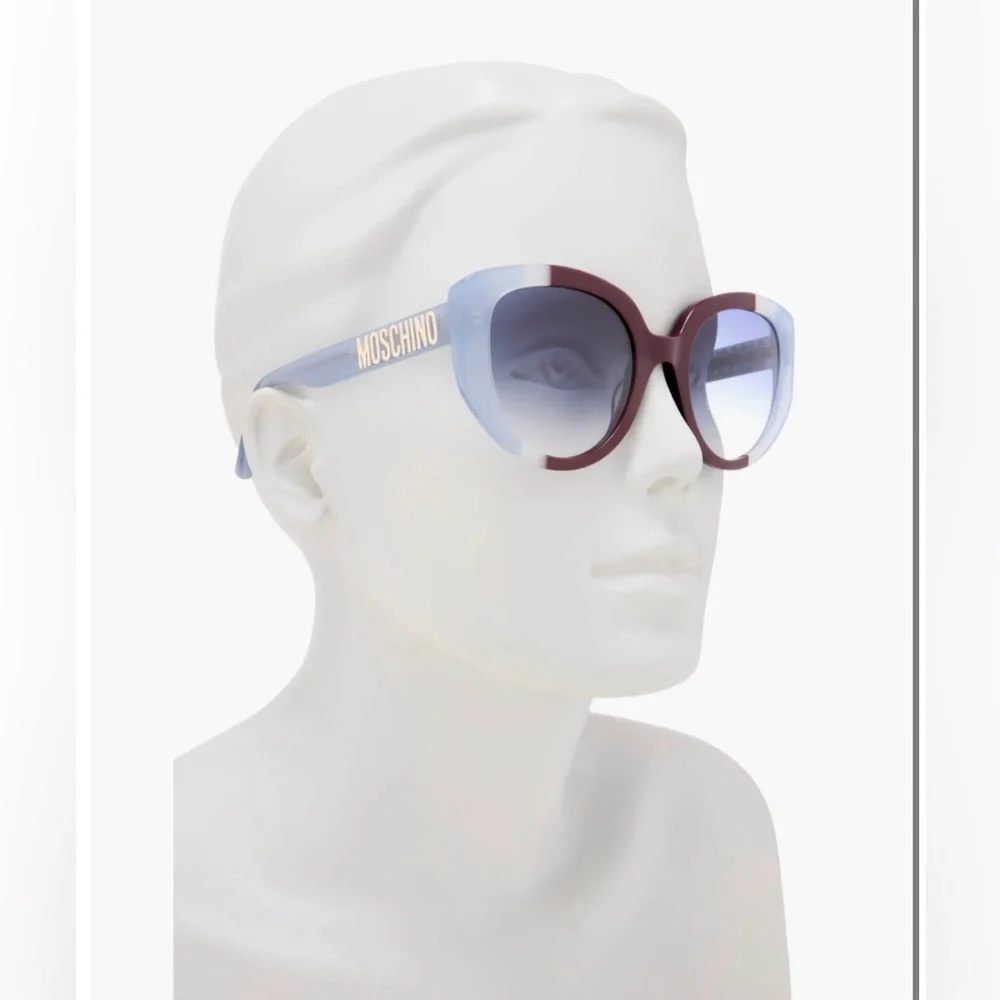 MOSCHINO 53mm Gradient Sunglasses Blue/Brown $262 Retail NWT